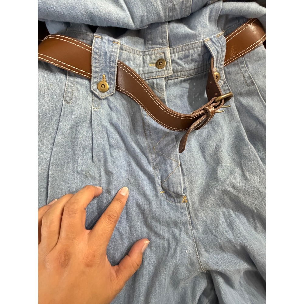 Liz‎ Claiborne Vintage Denim Jumpsuit Light Wash Cotton Belted NWT Size 14 - Picture 11 of 12